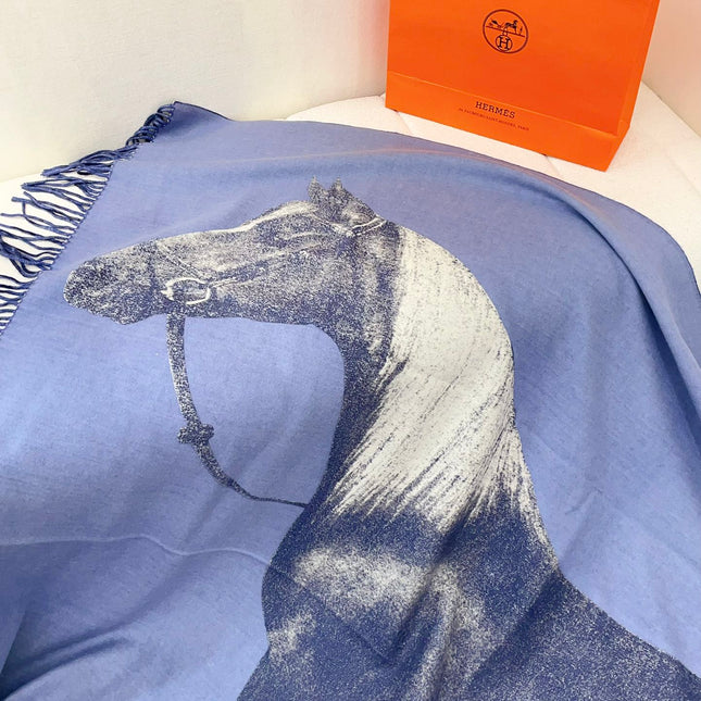 CHEVAL D'ATTELAGE BLANKET 180 CM IN NAVY BLUE LAMBSWOOL AND CASHMERE 231863