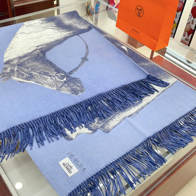 CHEVAL D'ATTELAGE BLANKET 180 CM IN NAVY BLUE LAMBSWOOL AND CASHMERE 231863