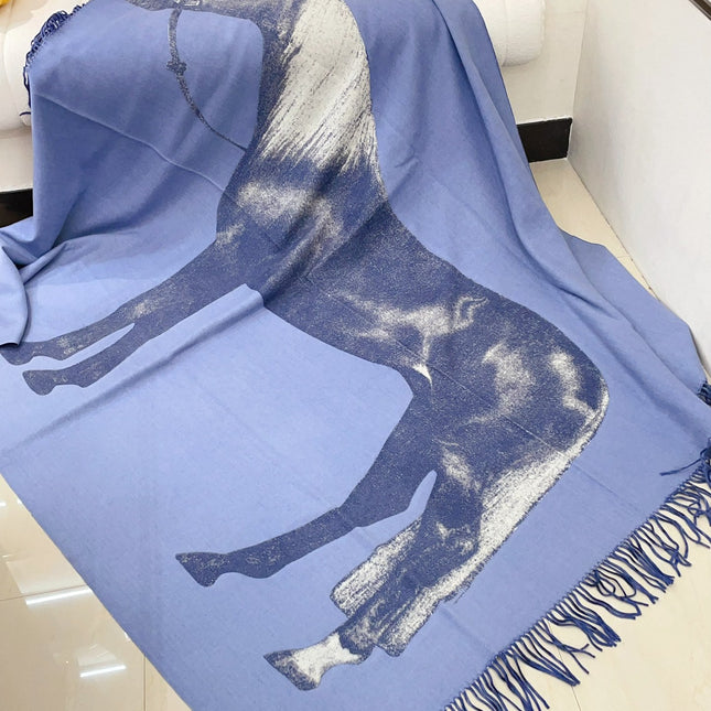 CHEVAL D'ATTELAGE BLANKET 180 CM IN NAVY BLUE LAMBSWOOL AND CASHMERE 231863
