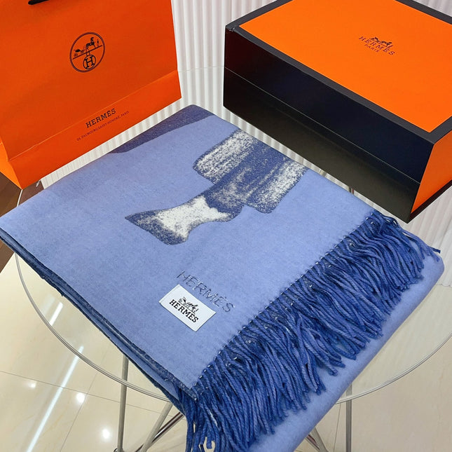 CHEVAL D'ATTELAGE BLANKET 180 CM IN NAVY BLUE LAMBSWOOL AND CASHMERE 231863