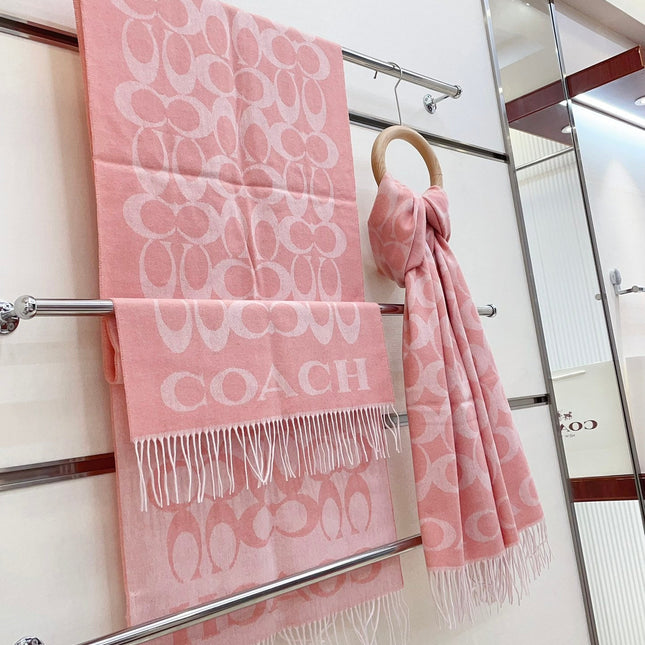 CLASSIC MONOGRAM LOGO WOOL SCARF 195 CM FLAMINGO PINK 316253