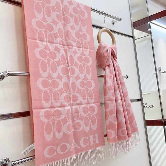 CLASSIC MONOGRAM LOGO WOOL SCARF 195 CM FLAMINGO PINK 316253