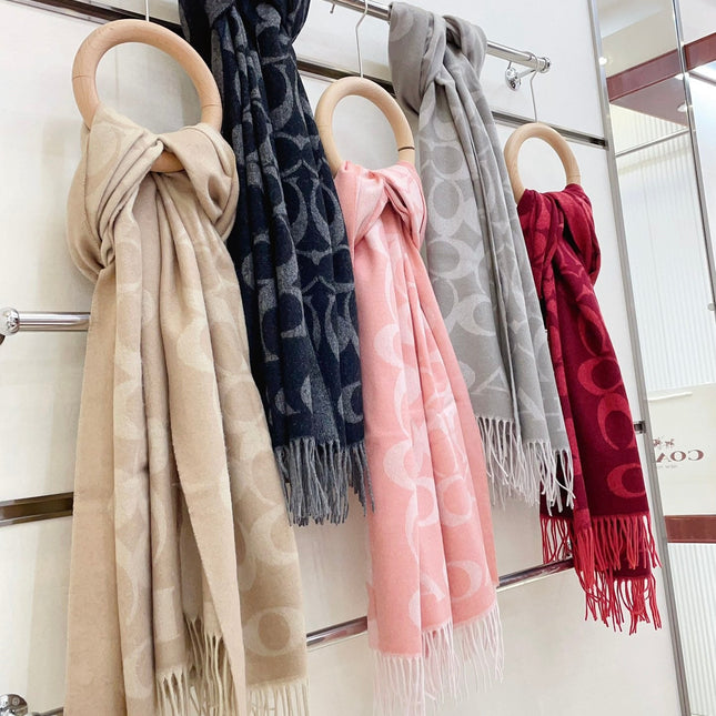 CLASSIC MONOGRAM LOGO WOOL SCARF 195 CM FLAMINGO PINK 316253