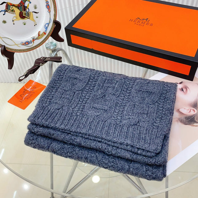 FAUBOURG MUFFLER 170 CM IN PEGEON BLUE CASHMERE