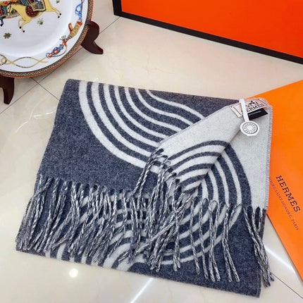 SCARF 180 CM IN SHARK GREY MIX WHITE CASHMERE