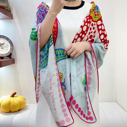 WISHUST SCARF 140 CM IN COLORFUL CASHMERE AND SILK 396237