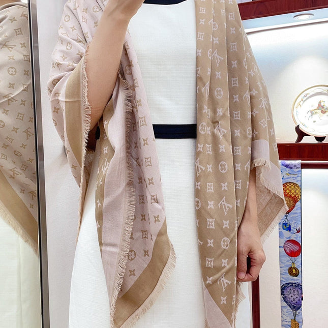 DUOGRAM SCARF 140 CM IN PINK BEIGE SILK 396238