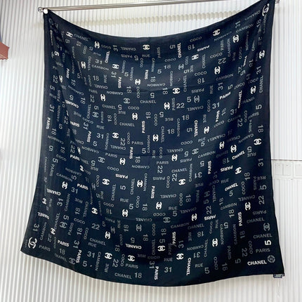 SQUARE SCARF 140 CM IN BLACK MONOGRAM CASHMERE 401159