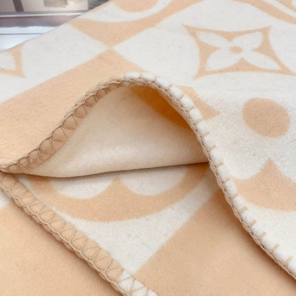 CHECKMATE BLANKET 180 CM IN WHITE MIX MACAROON TAN WOOL AND CASHMERE 403903