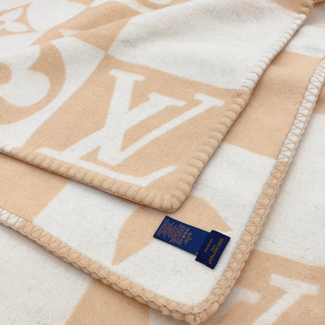 CHECKMATE BLANKET 180 CM IN WHITE MIX MACAROON TAN WOOL AND CASHMERE 403903