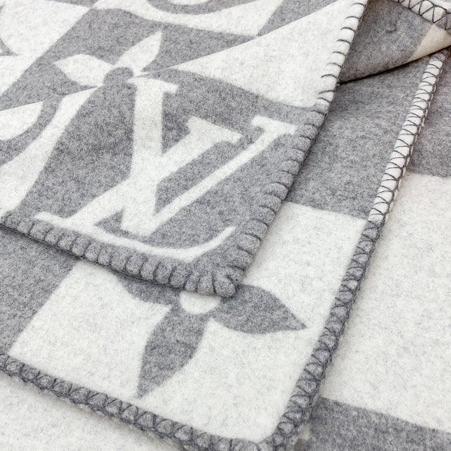 CHECKMATE BLANKET 180 CM IN WHITE MIX LIGHT GRAY WOOL AND CASHMERE 403904