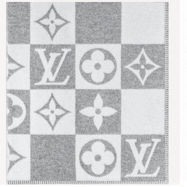 CHECKMATE BLANKET 180 CM IN WHITE MIX LIGHT GRAY WOOL AND CASHMERE 403904