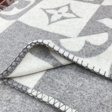 CHECKMATE BLANKET 180 CM IN WHITE MIX LIGHT GRAY WOOL AND CASHMERE 403904