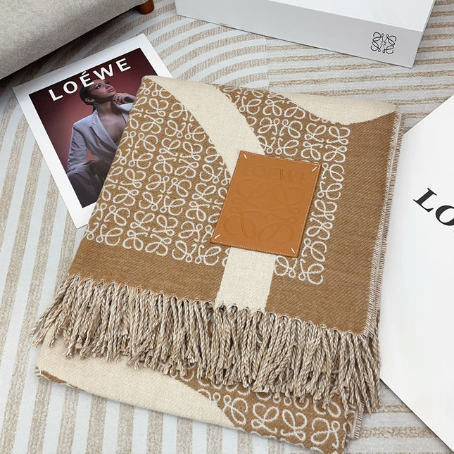 ANAGRAM SCARF 140 CM IN CAMEL BEIGE WOOL 410213