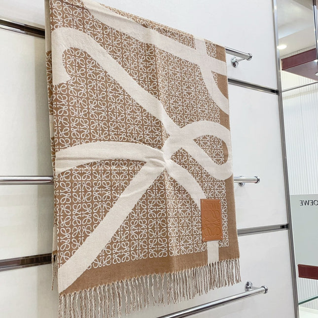ANAGRAM SCARF 140 CM IN CAMEL BEIGE WOOL 410213
