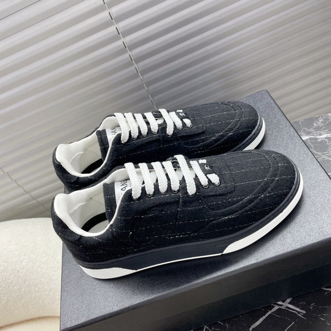 TRAINER SHOES IN BLACK WOOL FABRIC