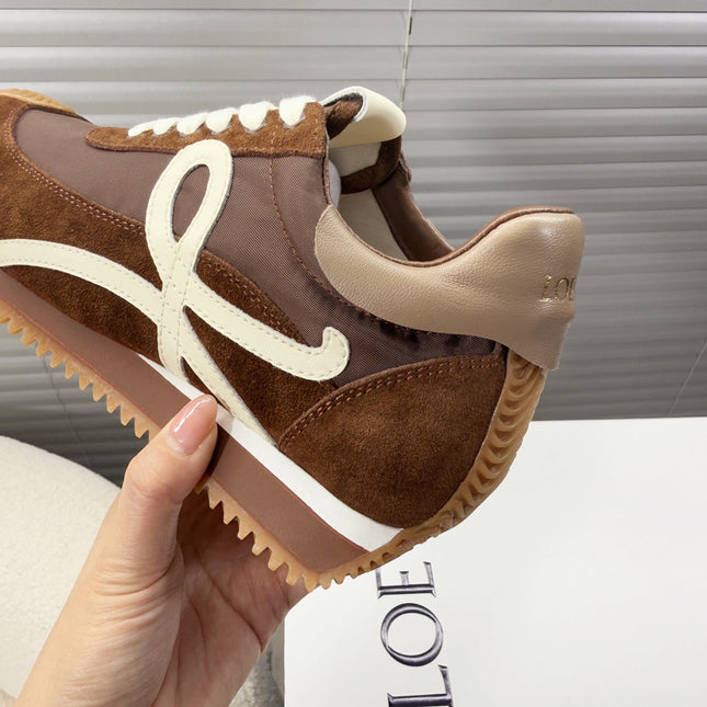 BALLET RUNNER 2.0 IN CHOCOLATE BROWN SUEDE AND LYCRA FABRIC