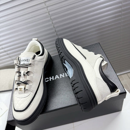 CHANEL 25S SNEAKERS 35MM IN WHITE CALFSKIN