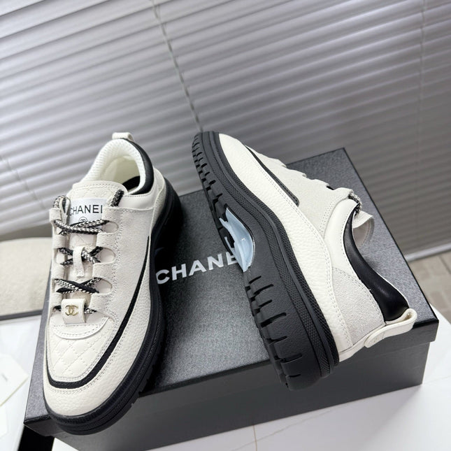 CHANEL 25S SNEAKERS 35MM IN WHITE CALFSKIN