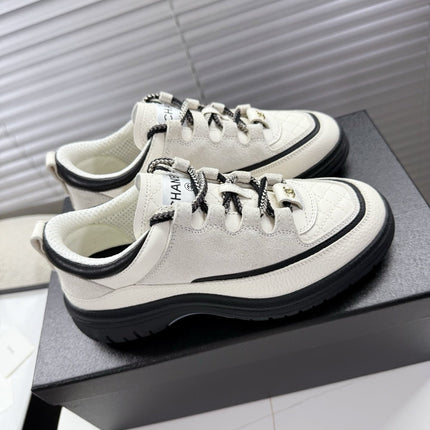 CHANEL 25S SNEAKERS 35MM IN WHITE CALFSKIN