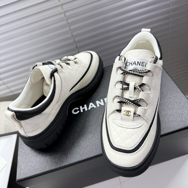 CHANEL 25S SNEAKERS 35MM IN WHITE CALFSKIN