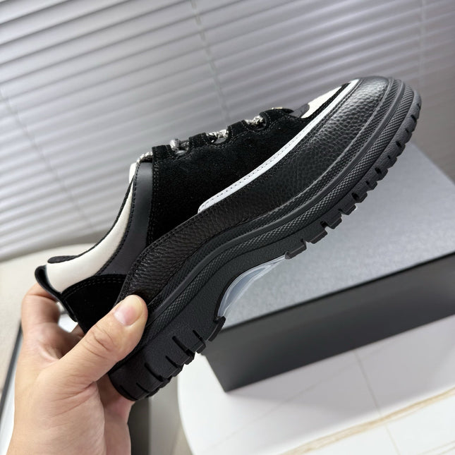 CHANEL 25S SNEAKERS 35MM IN BLACK AND WHITE CALFSKIN