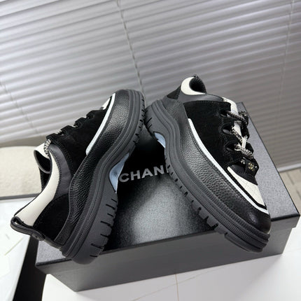 CHANEL 25S SNEAKERS 35MM IN BLACK AND WHITE CALFSKIN