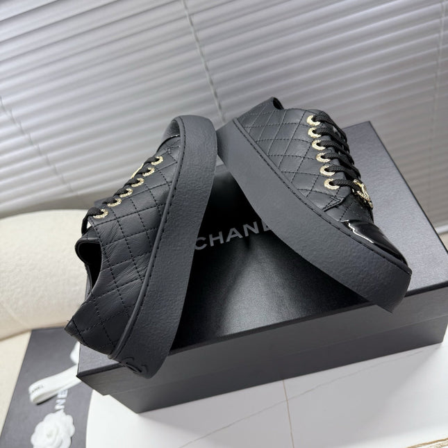 CHANEL 25S TRAINERS BLACK FULL 35MM IN CALFSKIN