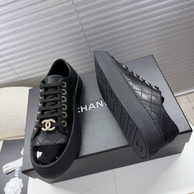 CHANEL 25S TRAINERS BLACK FULL 35MM IN CALFSKIN