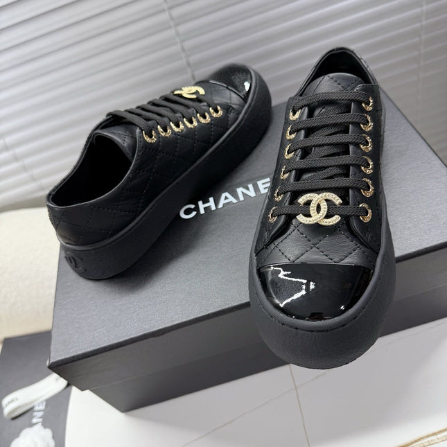 CHANEL 25S TRAINERS BLACK FULL 35MM IN CALFSKIN