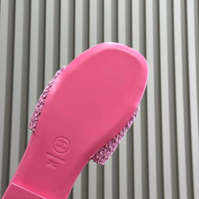 CC WOVEN SLIPPERS LIGHT PINK COWHIDE SOLE