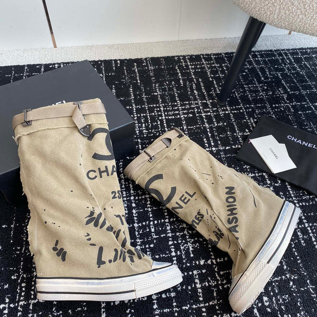 HIGH BOOTS IN TORTILLA BROWN CANVAS