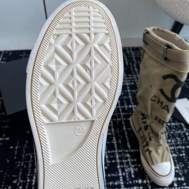 HIGH BOOTS IN TORTILLA BROWN CANVAS