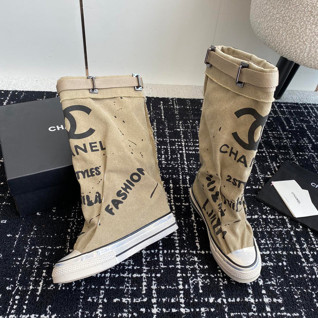 HIGH BOOTS IN TORTILLA BROWN CANVAS