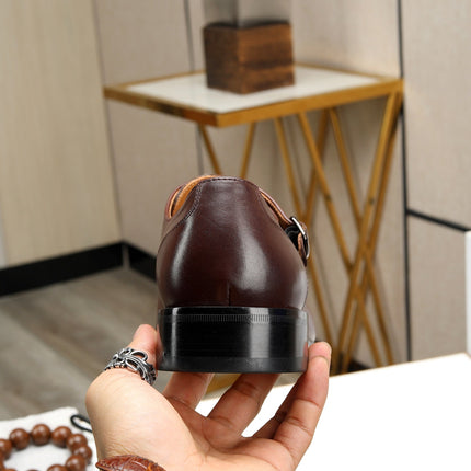 HM DOUBLE MONK STRAP RUSSET CALFSKIN