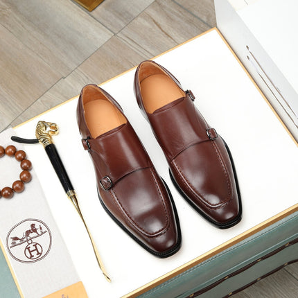 HM DOUBLE MONK STRAP RUSSET CALFSKIN