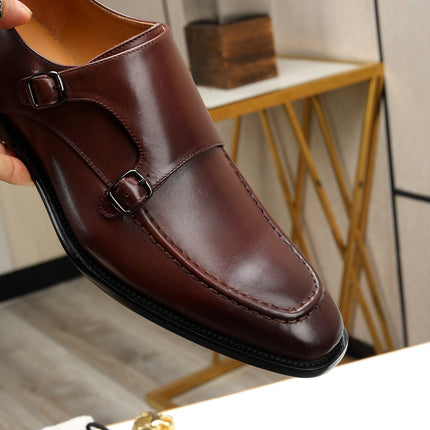 HM DOUBLE MONK STRAP RUSSET CALFSKIN