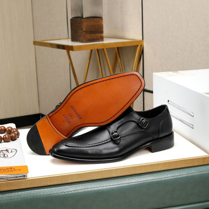HM DOUBLE MONK STRAP BLACK CALFSKIN