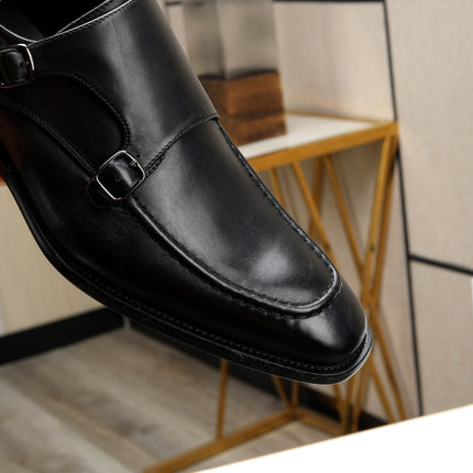 HM DOUBLE MONK STRAP BLACK CALFSKIN