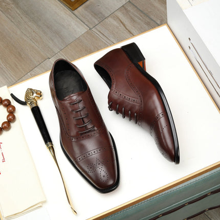 HM OXFORD LACE-UP RUSSET WITH PATTERN CALFSKIN