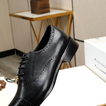 HM OXFORD LACE-UP BLACK WITH PATTERN CALFSKIN