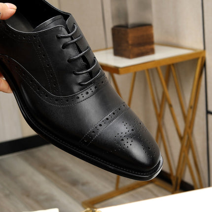 HM OXFORD LACE-UP BLACK WITH PATTERN CALFSKIN
