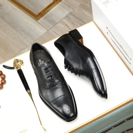 HM OXFORD LACE-UP BLACK WITH PATTERN CALFSKIN