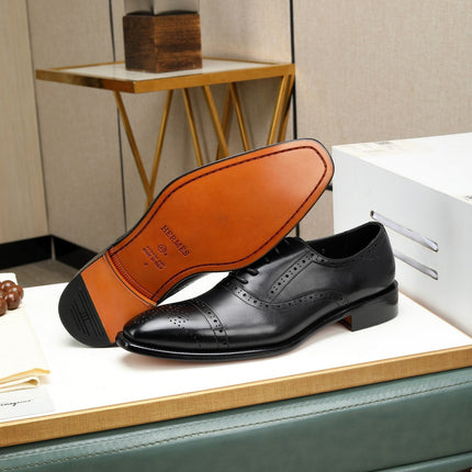 HM OXFORD LACE-UP BLACK WITH PATTERN CALFSKIN