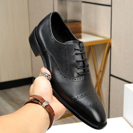 HM OXFORD LACE-UP BLACK WITH PATTERN CALFSKIN
