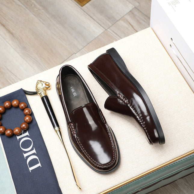 CD RETRO SEWED LOAFER WINE POLISHED CALFSKIN