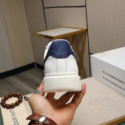 LV AIR FORCE 1 GLOSSY WHITE CALFSKIN WITH BLUE MONOGRAM LOGO