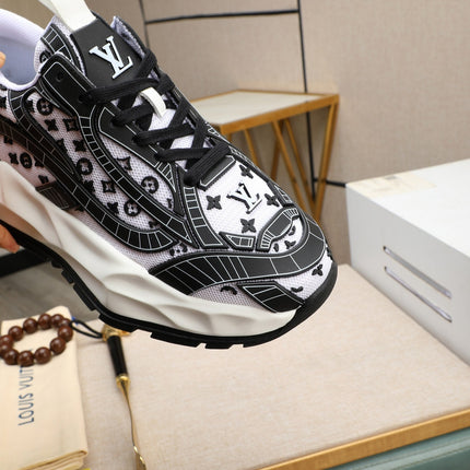 LV TRAINER WHITE MIX BLACK CALFSKIN AND BREATHABLE MESH
