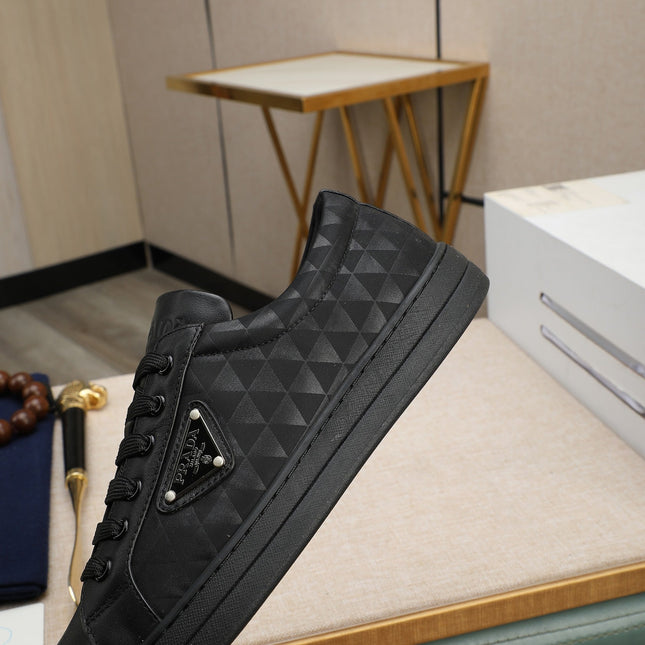 PRA RE-NYLON SNEAKERS IN BLACK LEATHER AND FABRIC