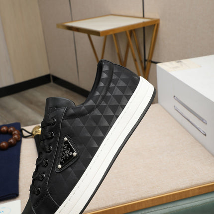 PRA RE-NYLON SNEAKERS IN BLACK MIX WHITE LEATHER AND FABRIC